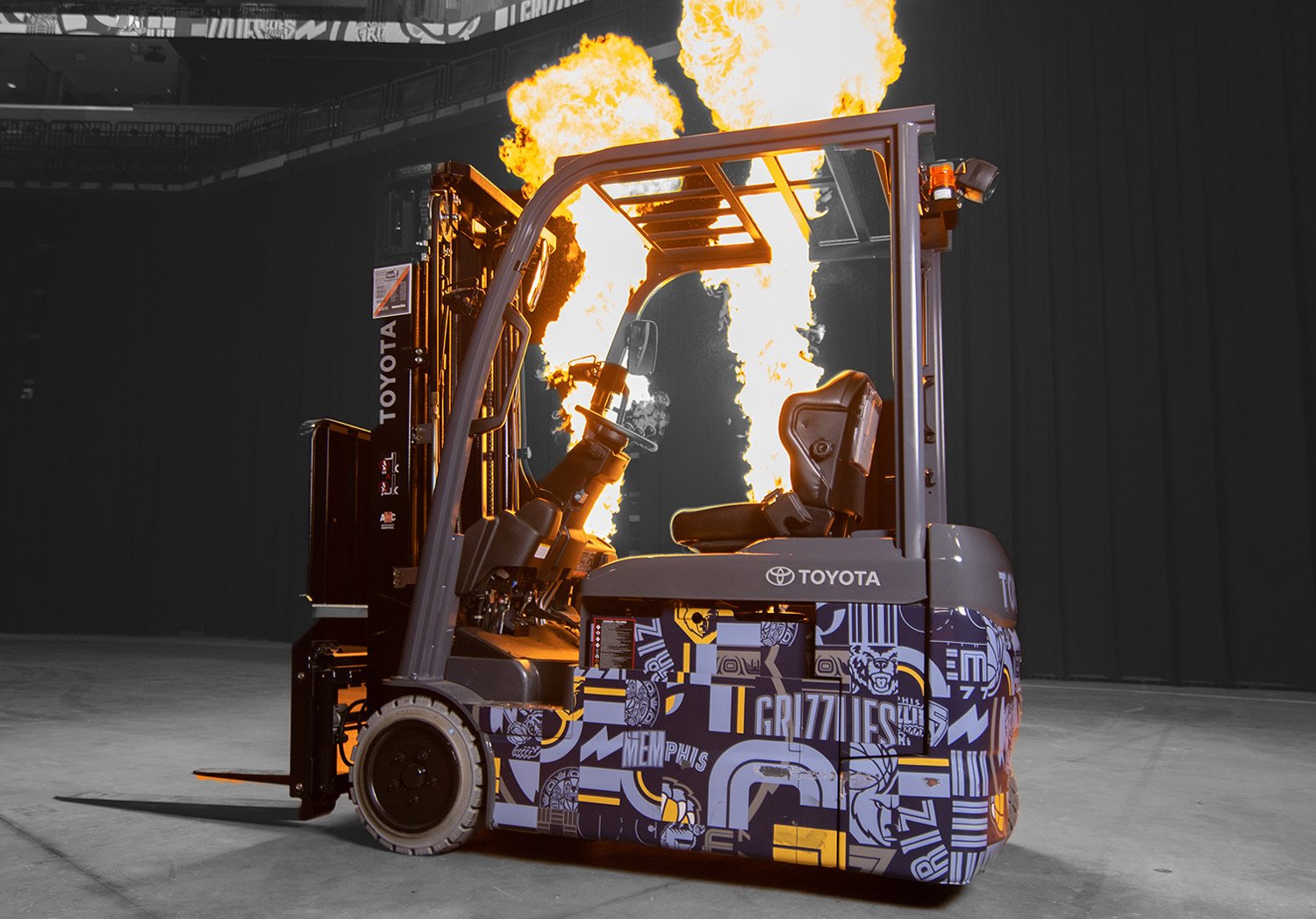 The Grizz with fire