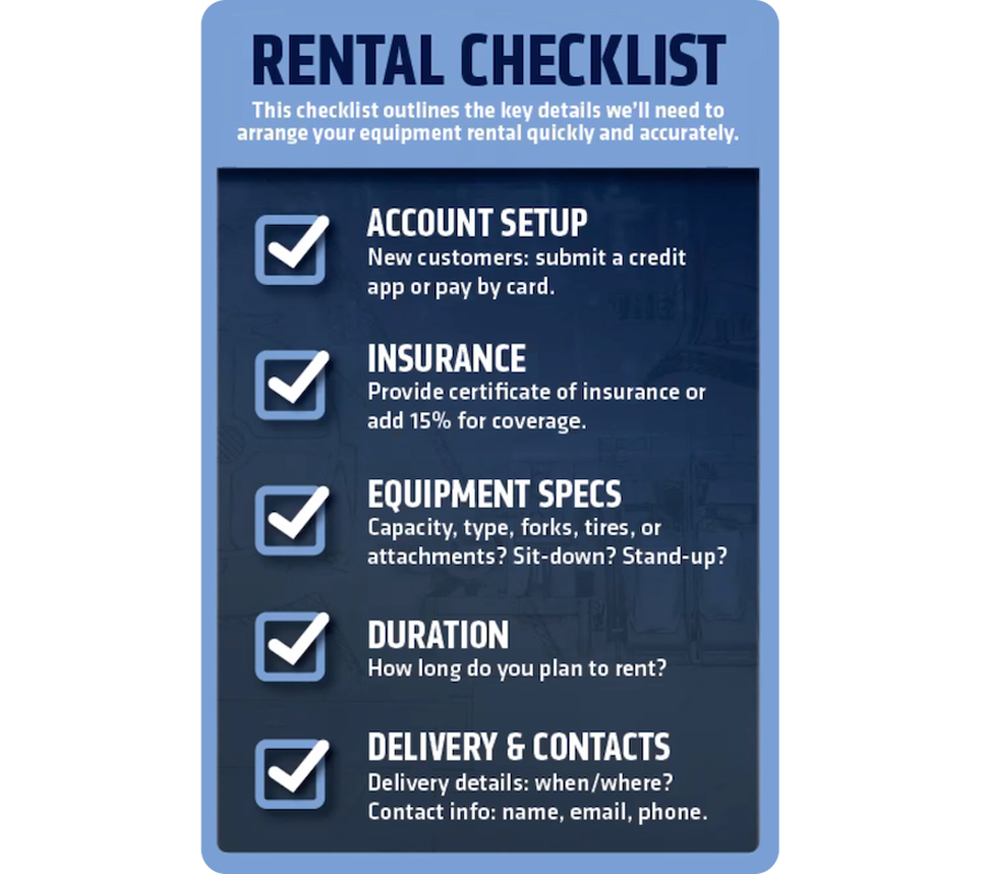 Forklift and Material Handling Equipment Rental Checklist Infographic