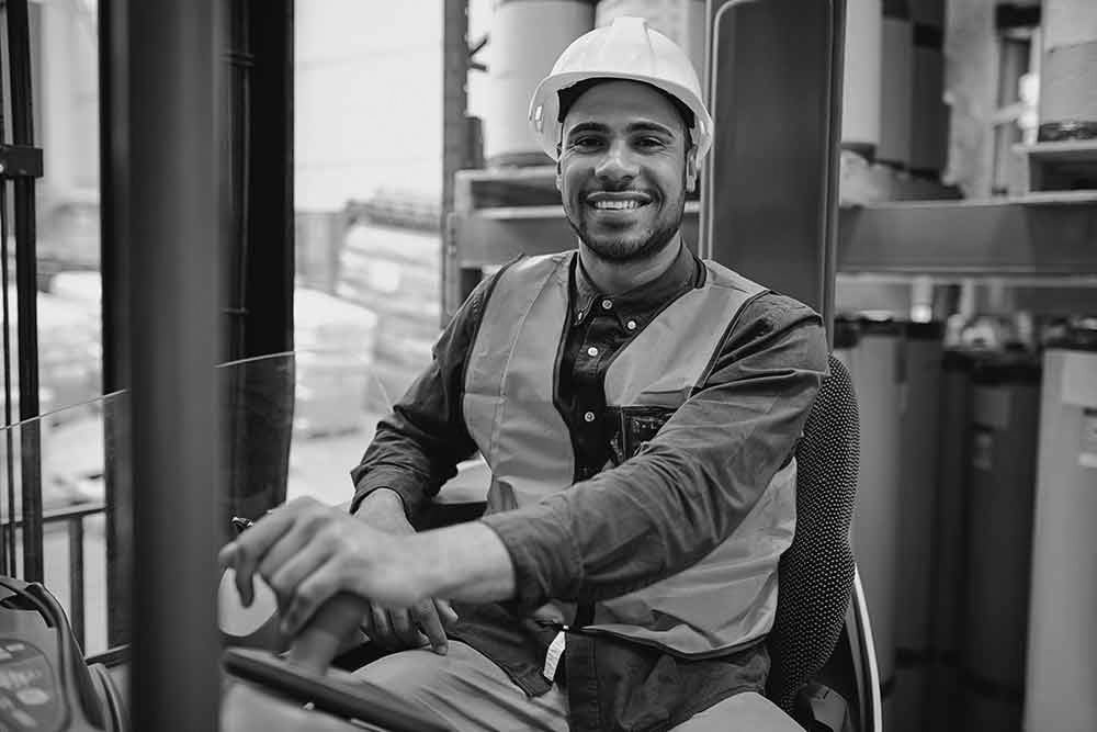 Smiling Male Forklift Driver