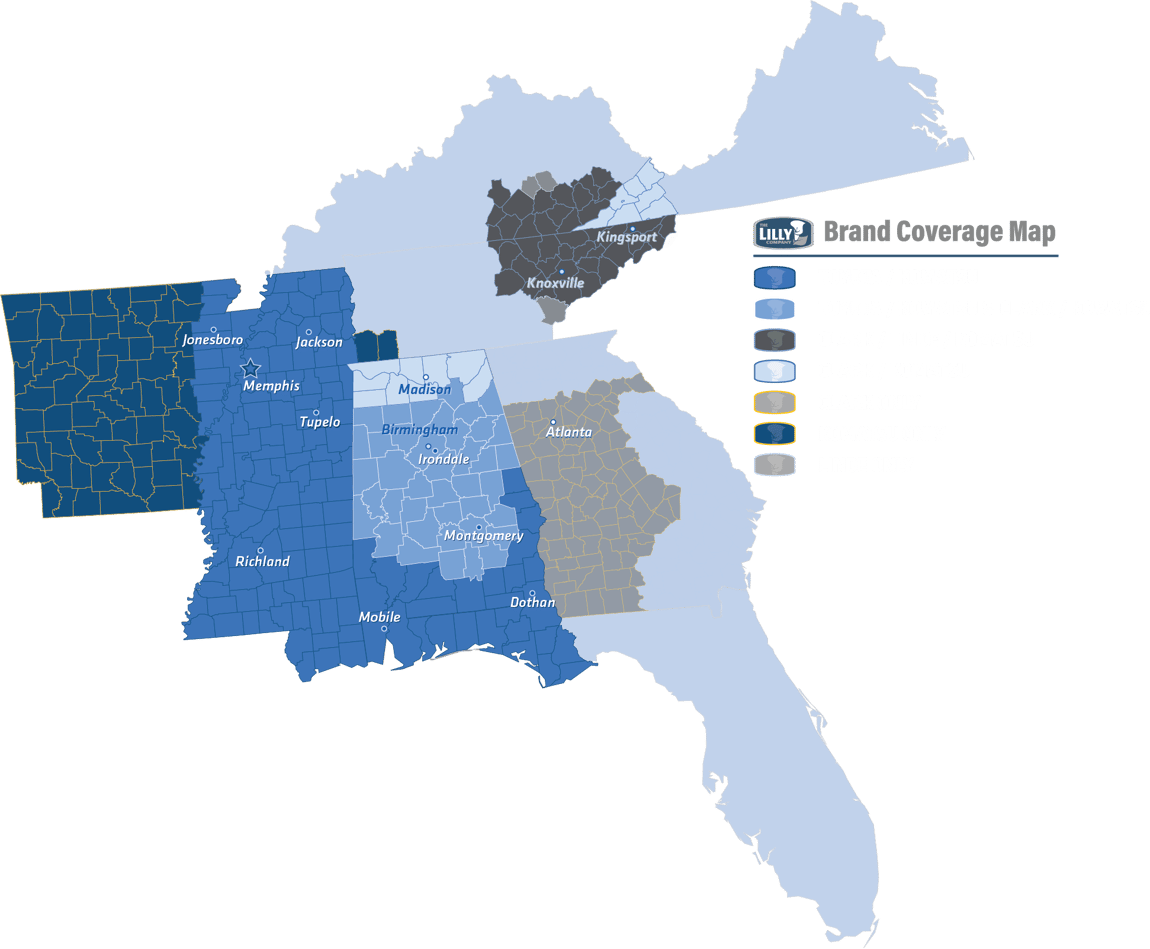 The Lilly Company Brand Territory Map