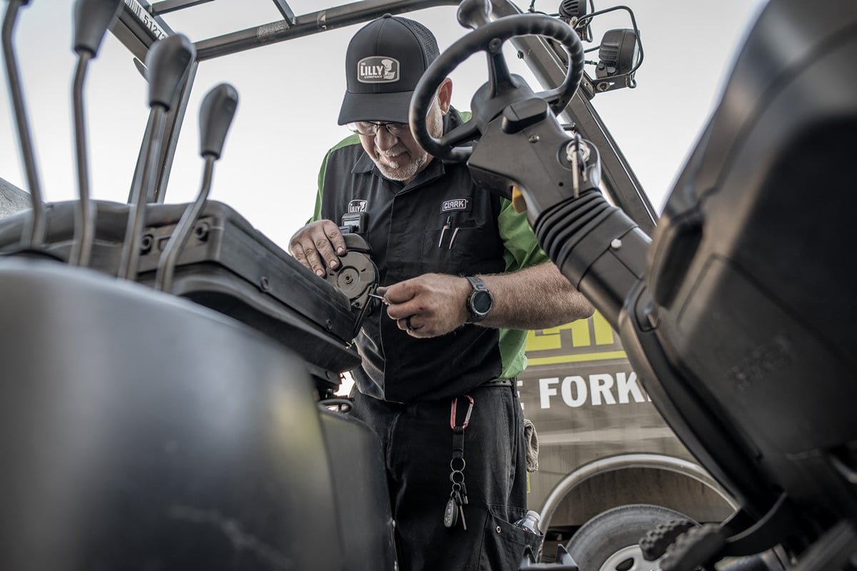 Clark Forklift Technician Working